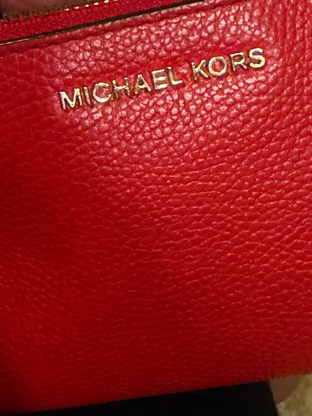 Michael Kors Red Pebbled Leather Double Zip Wristlet